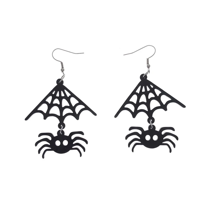 

Donarsei Halloween Black Spider Long Drop Earrings For Women Hallowmas Costume Cosplay Cobweb Dangle Earrings