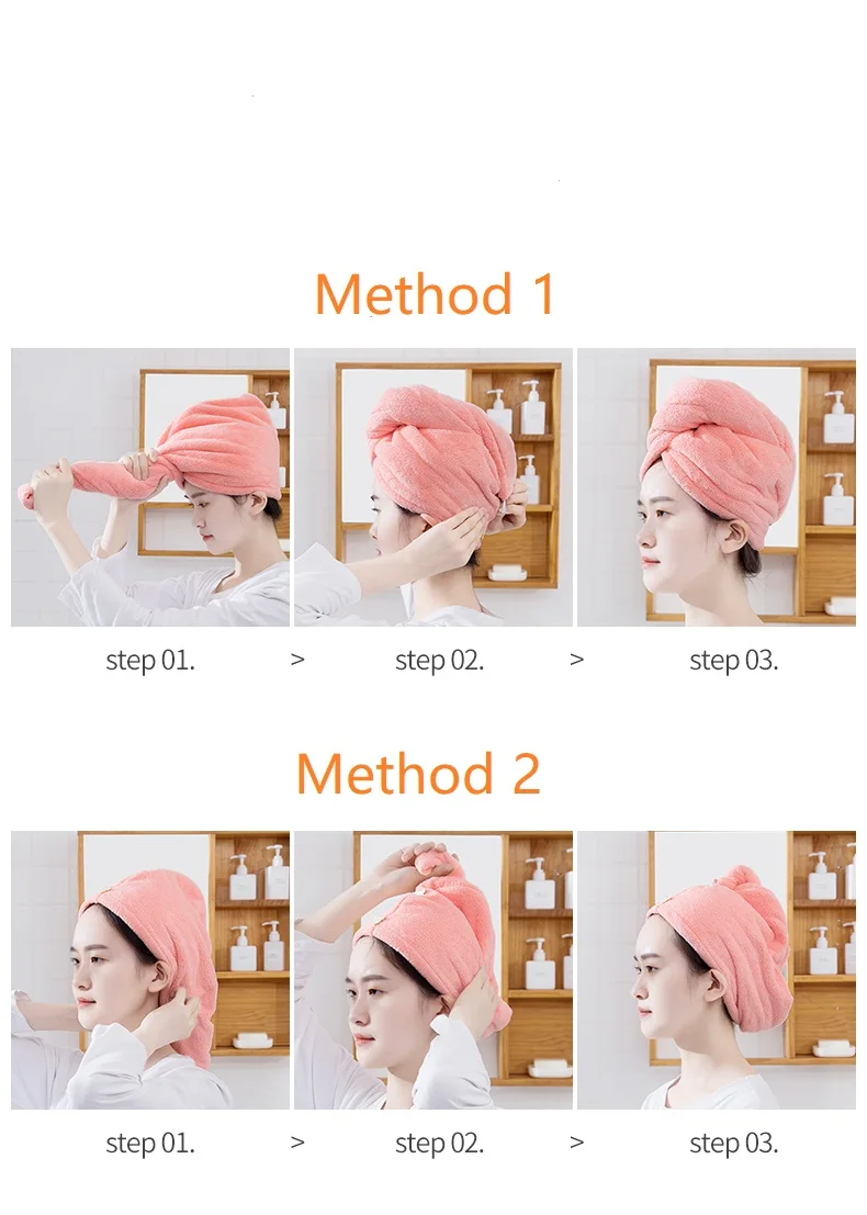 

Microfiber Bath Towel Hair Dry Quick Drying Hat Lady Bath Towel Soft Shower For Woman Man Turban Head Wrap Bathing Tools T002