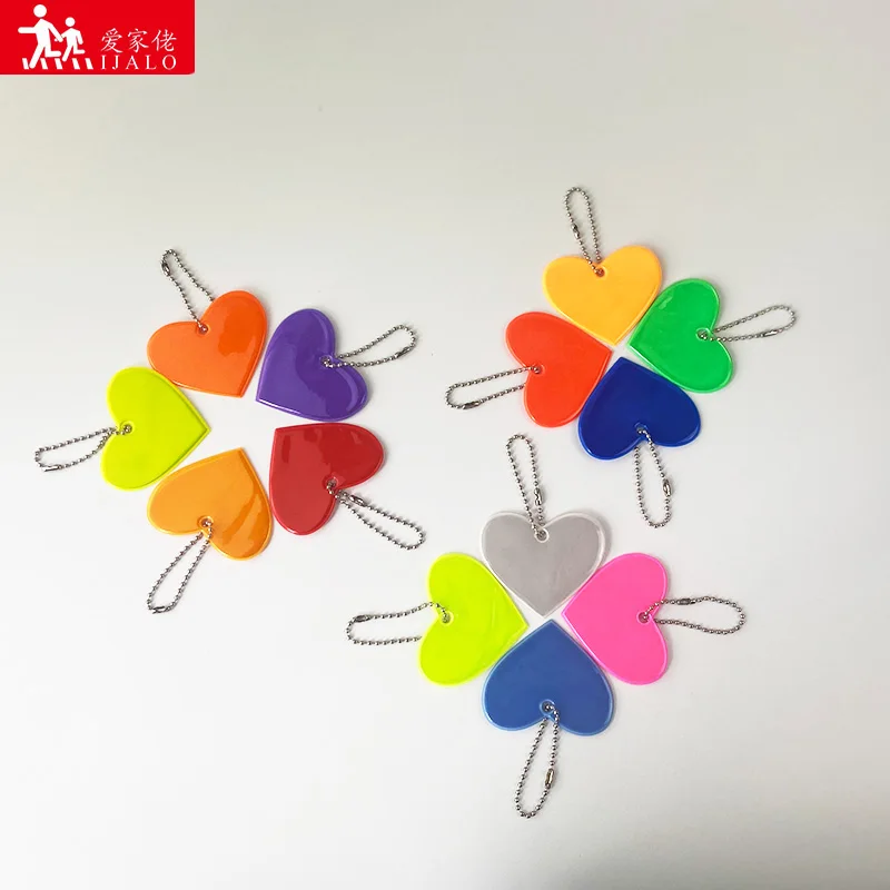 11-13Pcs Colorful Little Star Heart Reflector Bag Pendant Jewelry Charm Accessories Keychain Reflective Keyrings For Women Kids - купить по