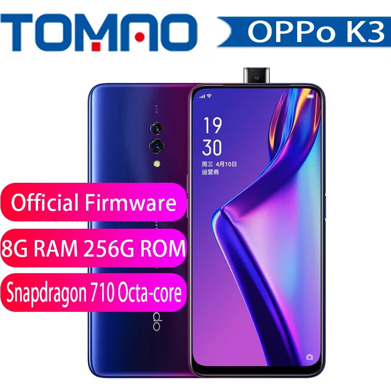 Мобильный телефон OPPO K3 Android 9 4G LTE Snapdragon 710 Octa Core 6+ 64/8+ 128 6," AMOLED VOOC 3,0 отпечаток пальца на экране