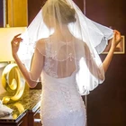 Платье белого цвета и цвета слоновой кости два слоя Фата невесты с кристаллами свадебная фата с бисером с ком Свадебные аксессуары 2019 новое поступление