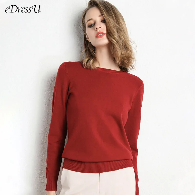 

13 Colors Sweater Women Knitwear Red Pullover O Neck Simple Autumn Winter Yellow Sweaters Korean Casual Office Jumper CR-JM001
