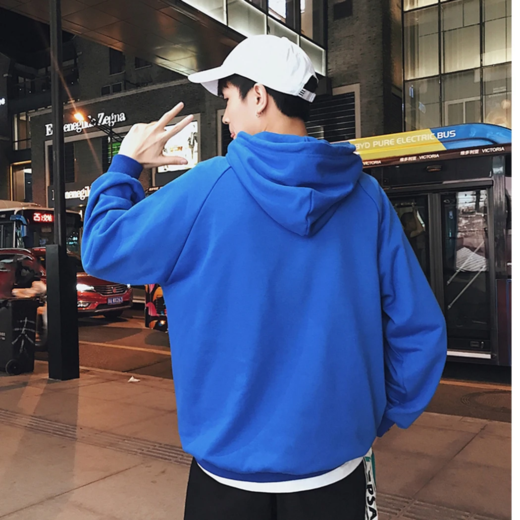 Мужские новые модные дизайнерские одноцветные кофты с капюшоном 2019 буквенным