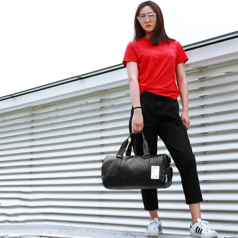 

Fashion Business Men's Women's Travel Bag Solid Color PU Leather Waterproof Luggage Travelling Bags Lndependent Shoe Warehouse