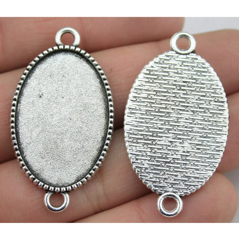 

Овальный кабошон с посеребренным покрытием, 4 шт., 20x30 мм
