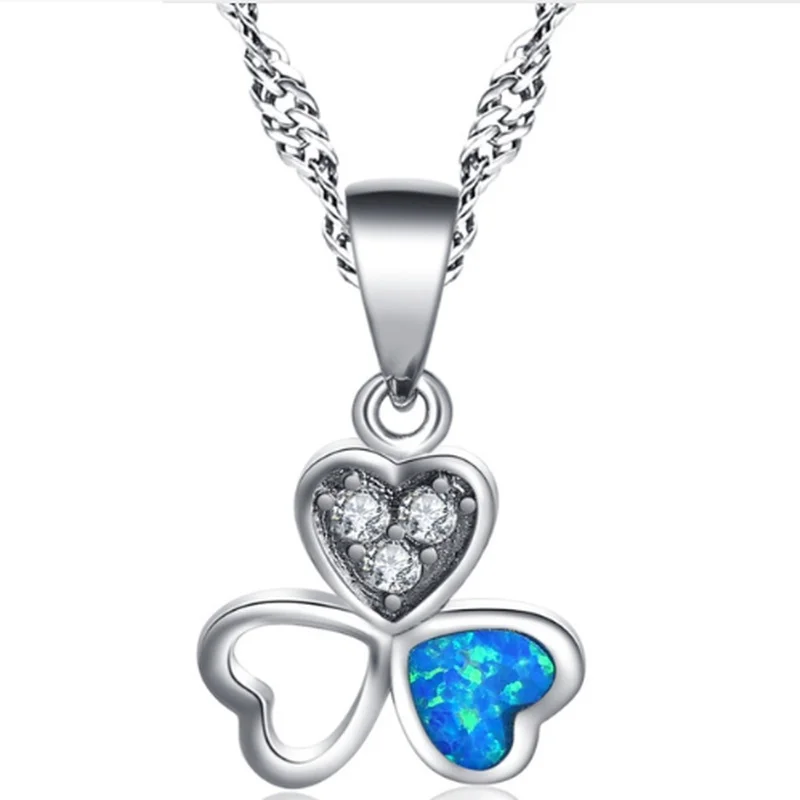 

Fashion luxury lucky four leaf clover opal necklace female romantic banquet accessories pendant Valentine's day gift wholesale