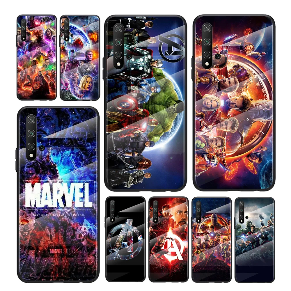 

Marvel The Avengers For Honor 30 20 10 9X 8X Pro Plus Lite Tempered Glass Hot New Shell Luxury Cover Phone Case