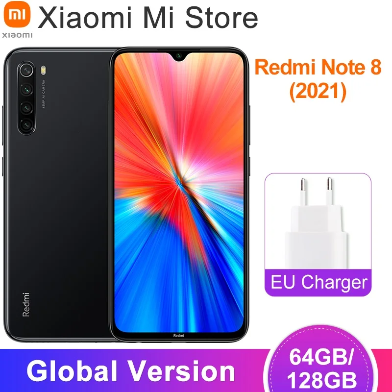Новая глобальная версия Xiaomi Redmi Note 8 (2021) смартфон 64/128 ГБ ROM Helio G85 Octa Core 48MP сзади Quad