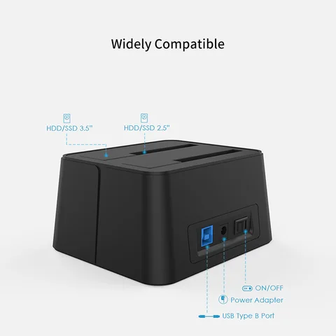 Wavlink Высокоскоростной USB 3,0 для SATA Dual Bay внешний жесткий диск Док-станция 5 Гбит/с для 2,5/3,5 "SSD HDD Быстрый автономный клон