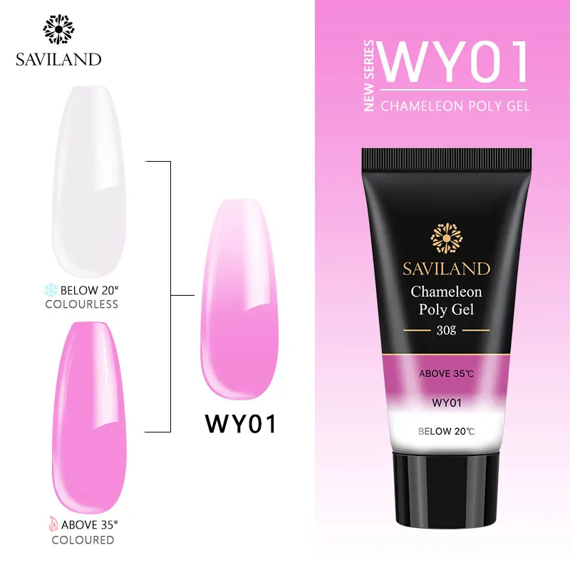 WY01 SAVILAND 30 мл изменение температуры поли гель термальный быстрое строительство акриловый поли гель замочить от УФ светодиодный строительный Гель-лак для нейл-арта - Цвет: WY01
