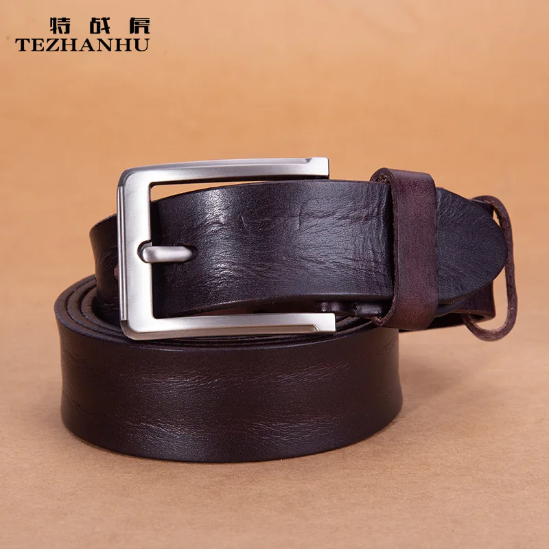 

2021 Whole cow Genuine Leather Luxury Strap Male Belts For Men New Fashion Classice Vintage Pin Buckle Leather Jeans Men Belt