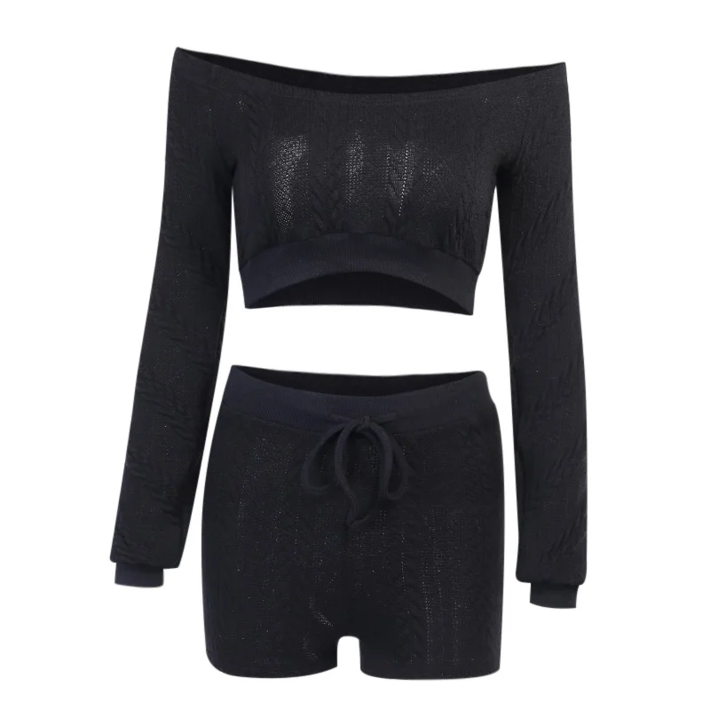 Женская укороченная рубашка с завышенной талией и шорты повседневный эластичный