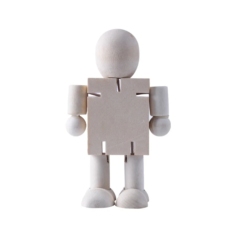 

Painting Graffiti Wooden Man White Billet DIY Wooden Robot Joint Puppet Handmade Toy Home Decoration