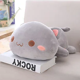 Grey eyes open Мягкими кошки мягкие игрушки стильная футболка с изображением персонажей видеоигр Серый Белый лежа с закрытыми глазами, с открытым носком, рисунок с котом для детей AppeasingToy друг подарок 35/50/65 см - Цвет: Grey eyes open