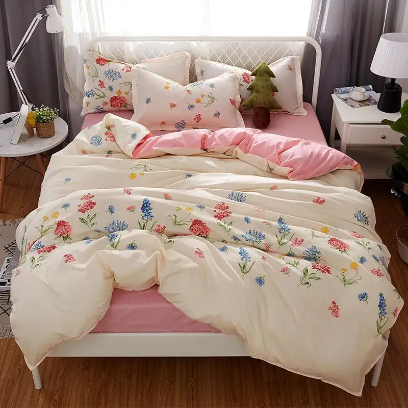 

50 bedding set 5 size Stripe heart black bed linen 4pcs/set duvet cover set Pastoral bed sheet AB side duvet cover 2019 bed