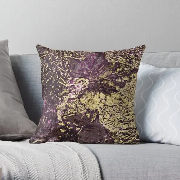 

Two purple leaves in melted gold Soft Decorative Throw Pillow Cover for Home 45cmX45cm(18inchX18inch) Pillows NOT Included