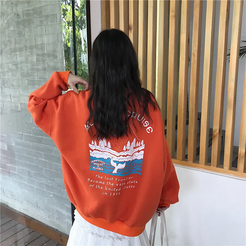 

Waitmore super fire cec sweatshirt women spring and autumn Korean version ins loose bf lazy wind hooded student thin coat