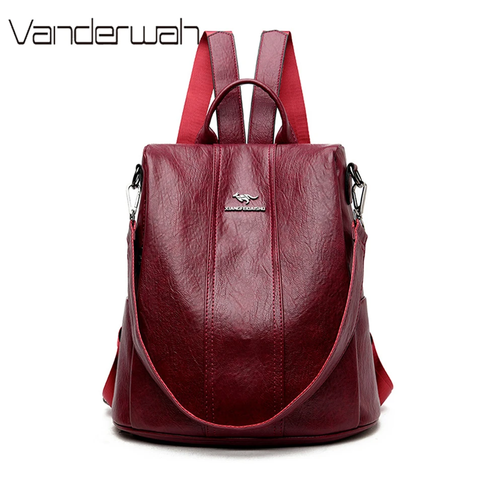 

Рюкзак женский из мягкой кожи с защитой от кражи, роскошный брендовый многофункциональный дорожный ранец на плечо для девушек