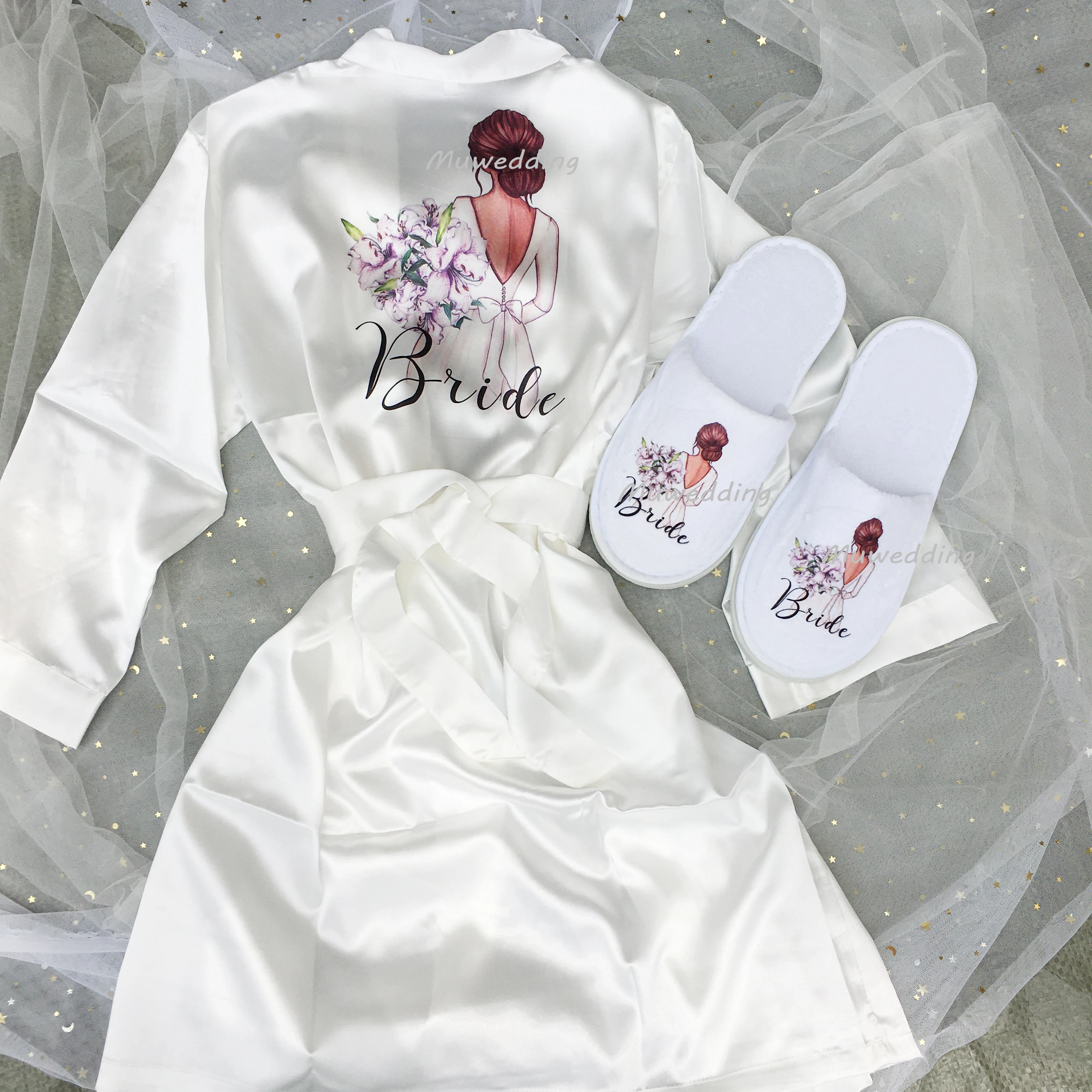 12 color birthday party supplies long sexy satin Kimono bridal robes personalized Bridesmaid gift bride robe | Дом и сад