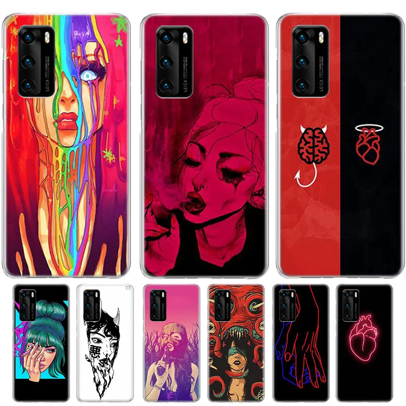 

Sexy Rebellious Girl Case For Huawei Mate 40E 40 30 Pro + 20 10 Lite Y5 Y6 Y7 Y9 2019 Silicone Soft TUP Cover Coque