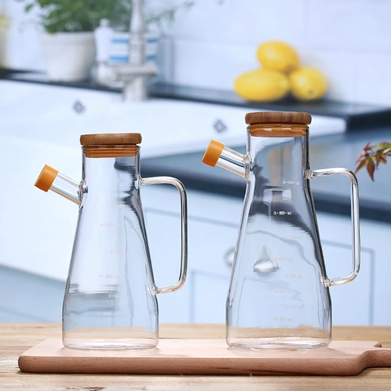 

Glass Oil Pot Leak-Proof Oil Bottle Seasoning Bottle Soy Sauce Bottle Vinegar Pot Oil Can Home Kitchen 2Pcs