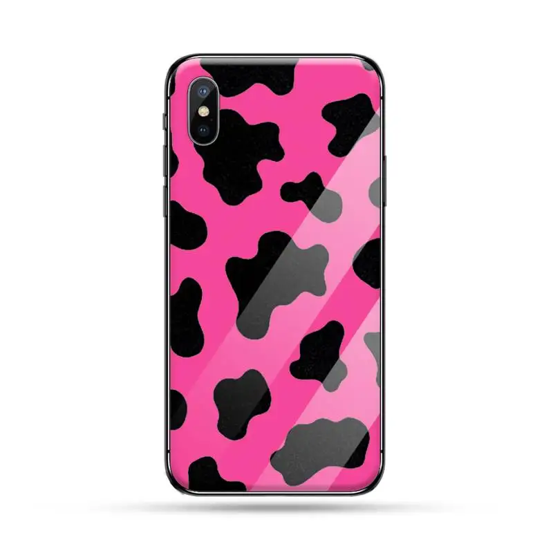 

Cow Milk Black White Phone Case Tempered glass For iphone 6 6S 7 8 plus X XS XR 11 12 mini PRO MAX