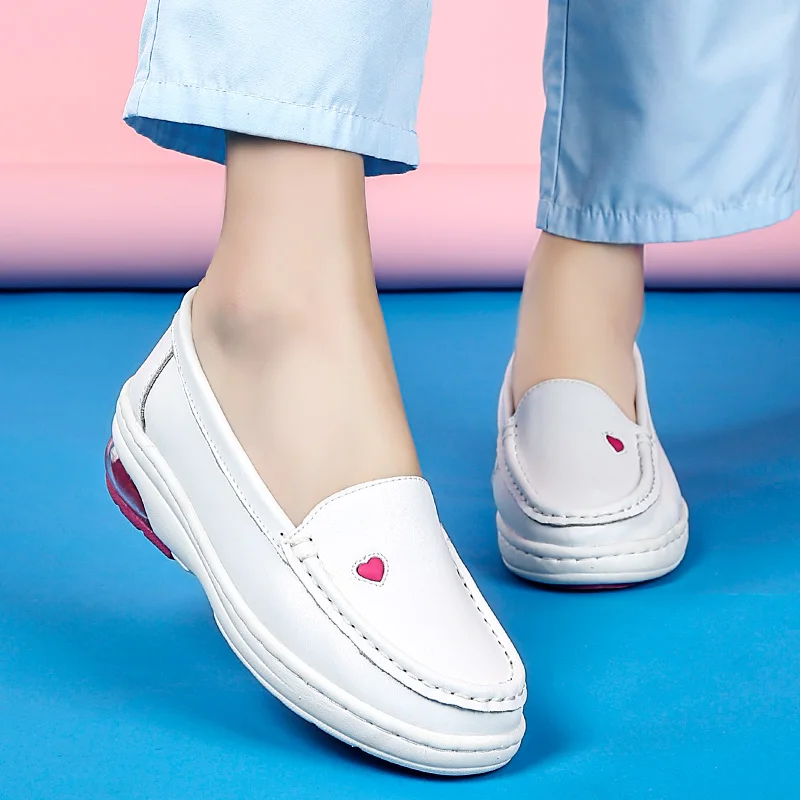 

Sneakers Women Flats for Women Loafers Casual Slip-On Nurse Shoes For Female Shoes Non-Slip Soft Breathable White Work Shoes