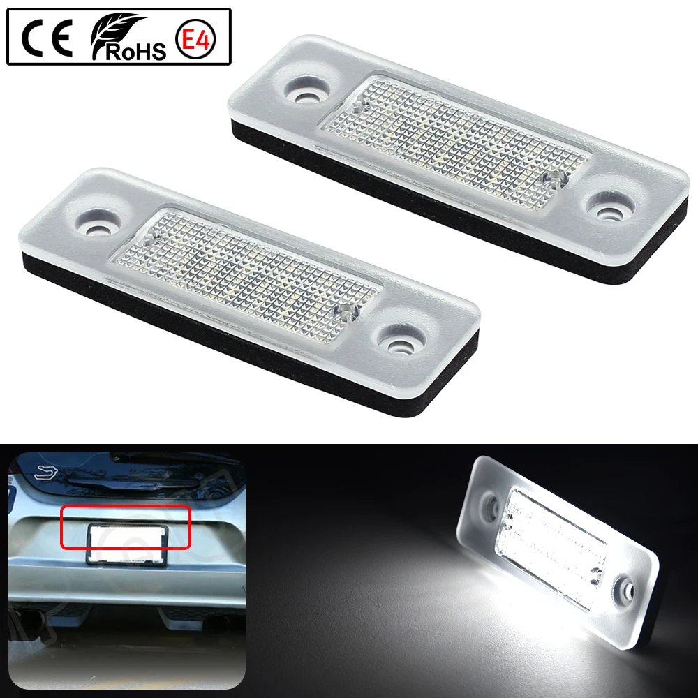 

2Pcs For Volvo C30 2008-2013 Clear Lens High Brightness LED License Plate Light Number Plate Lamp