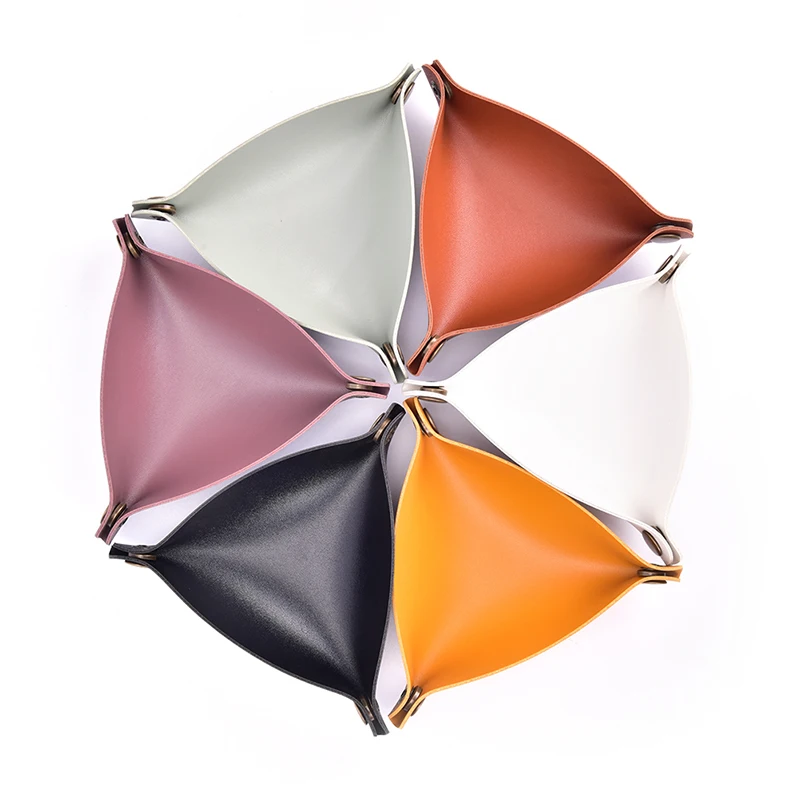 

13 Colors PU Leather Folding Triangle Dice Tray Portable Box For Board Games Dice Storage