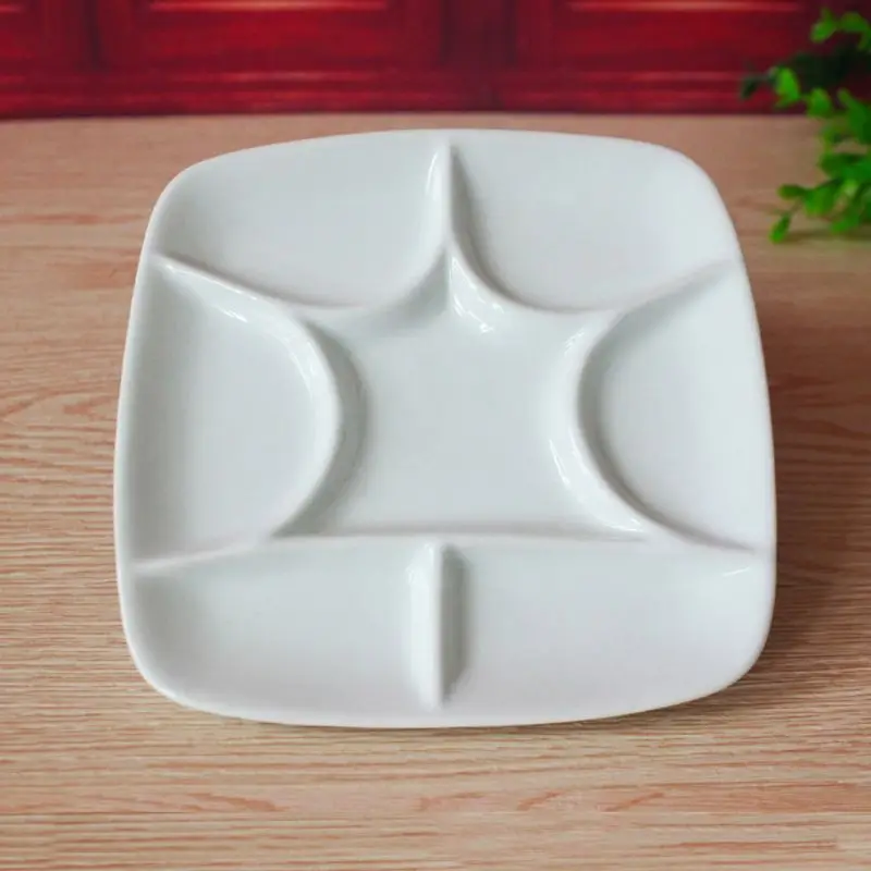 

7-Well Square White Ceramic Artist Paint Palette for Watercolor Gouache Acrylic Oil Painting N7MA