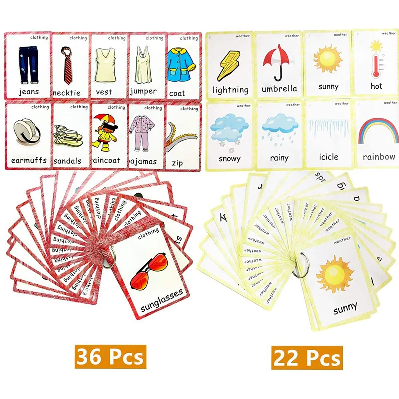 58 шт./компл. одежда карты для погоды малышей Детские Обучающие на английском