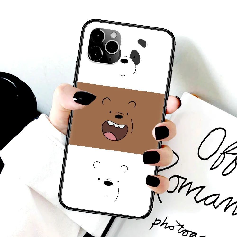 

We Cute Bare Panda Phone Case For Iphone 4 4s 5 5S SE 5C 6 6S 7 8 Plus X XS XR 11 12 Mini Pro Max 2020 black Cell Soft Bumper