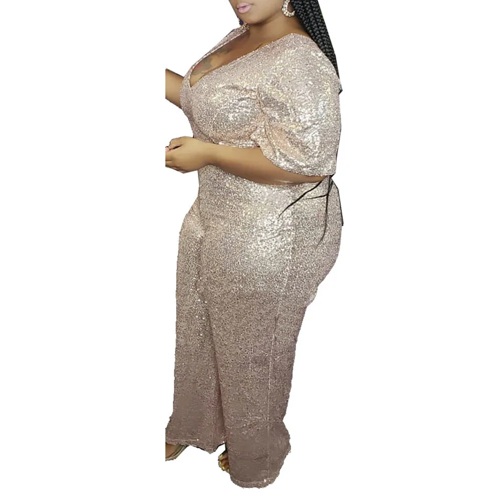 Сексуальный блестящий комбинезон с блестками Женский Осенний длинным рукавом и