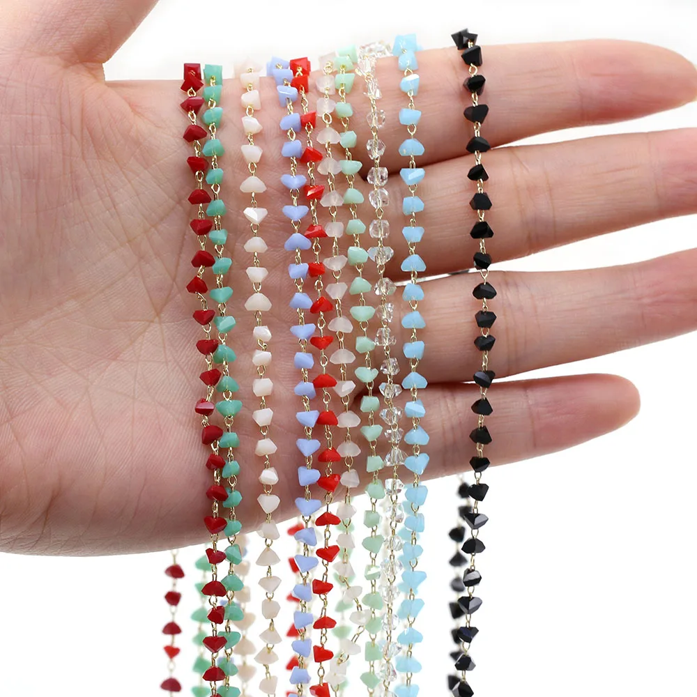 

Медная цепочка 4 х4 мм, 1 м, хрустальные бусины для изготовления ювелирных изделий, аксессуары для ожерелья, браслета, сережек, подарки для жен...