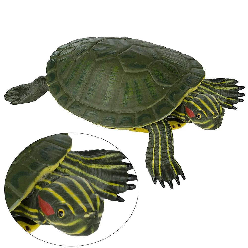 

5.5inch Brazilian Red-Eared Slider Turtle Tortoise Animal PVC Model Cartoon Figure Kids Preschool Figurine Toy Decor Gift DH