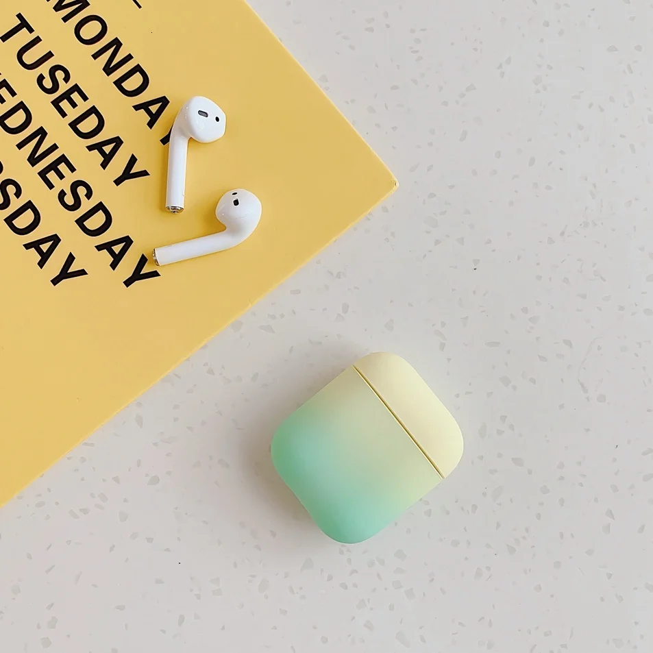 DHL для AirPods чехол градиентный Радужный цвет защитный жесткий чехол Bluetooth беспроводные наушники чехол для Air pods 2 Чехол fundas