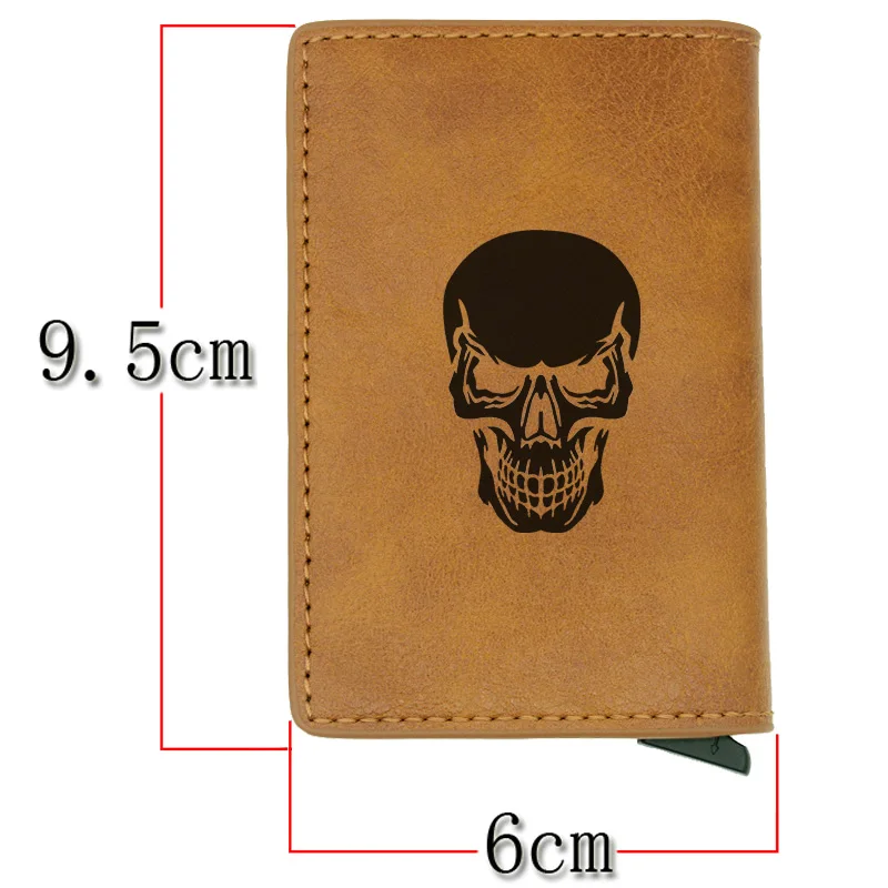

Vintage Steampunk Skeleton Skull Design Rfid Wallet Classic Men Women Credit Card Red Leather Wallets Skeleton Short Purse