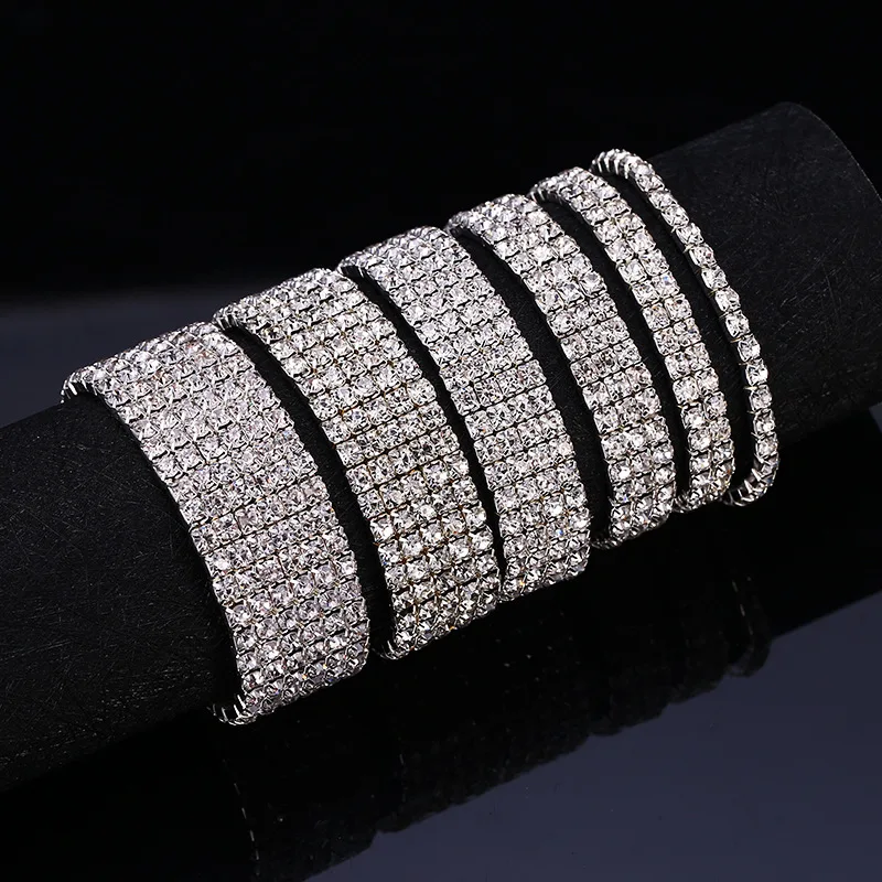 

New Minimalism Multi Layer Tennis Chain Link Bracelets For Women Miami Cuban Luxury Iced Out Rhinestone Bracelet on Hand Jewelry