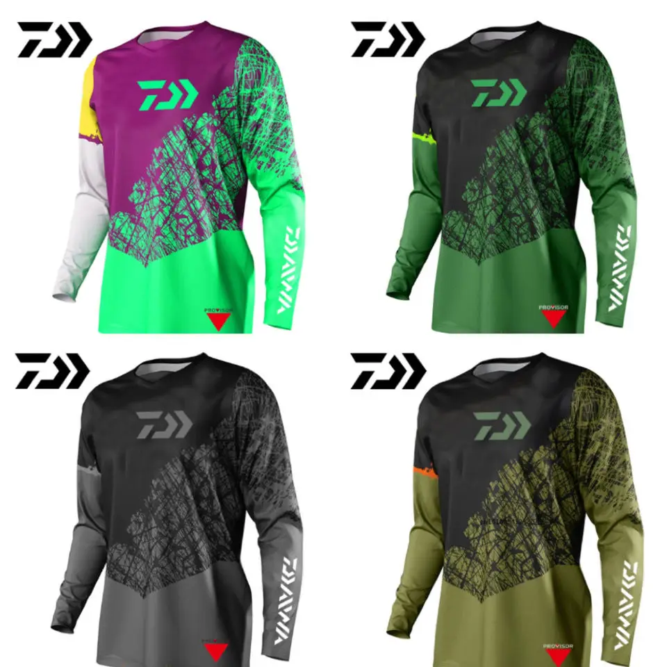 

Мужская одежда Daiwa для защиты от солнца, шелковая быстросохнущая дышащая рубашка для морской рыбалки с длинным рукавом, Джерси для рыбалки