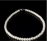 real natural chains pearl necklace for women white near round pearl jewelry gift