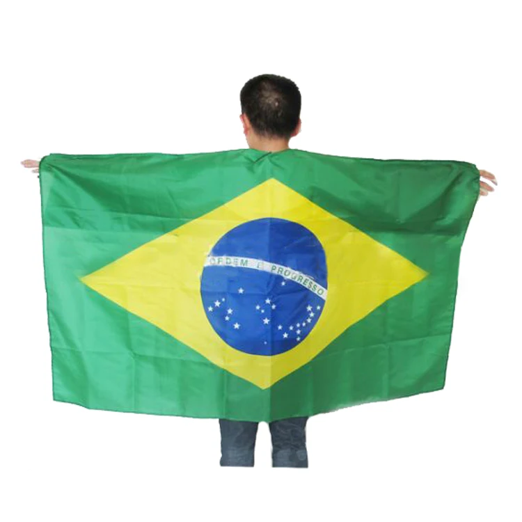 

Morninng custom Brazil national flag 150*90cm cape body flag polyester printed custom sport cape flag