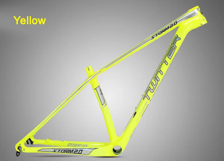 Твиттер Storm2.0 MTB карбоновая рама 27,5*1" 17" велосипедная 29*1" 17" 1" XC велосипедная Рама 42*52 коническая трубка BB92 EPS БЫСТРОРАЗЪЕМНАЯ - Цвет: 29 Yellow