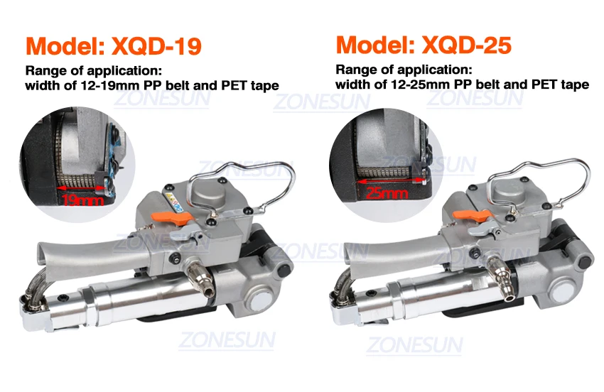 ZONESUN XQD-25 пневматическая ПП и ПЭТ обвязочная машина для 19-25 мм горячего расплава обвязочная машина