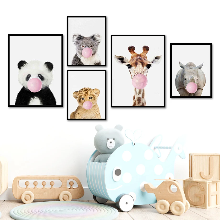 

Giraffe Elephant Tiger Bear Koala Zebra Panda Wall Art Canvas Painting Nordic Posters And Prints Wall Pictures Kids Room Decor