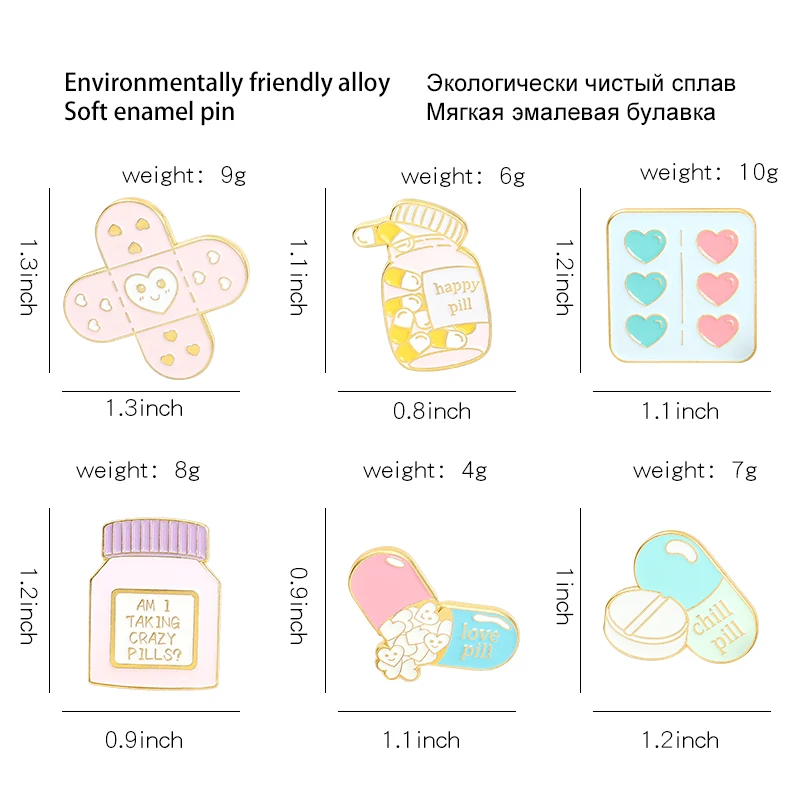 

AM I TAKING CRAZE PILLS Enamel Pins Creative Chill Pill Badge Metal Love Band-Aid Brooches Best Gifts For Doctor Nurse Medical