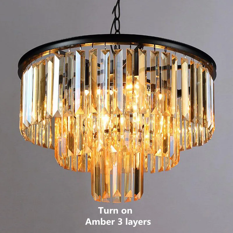 Современный элегантный блеск K9 tamanho do Artigo de Cristal Cinza esfumadas cristal suspensao Lamparas para cafet Re