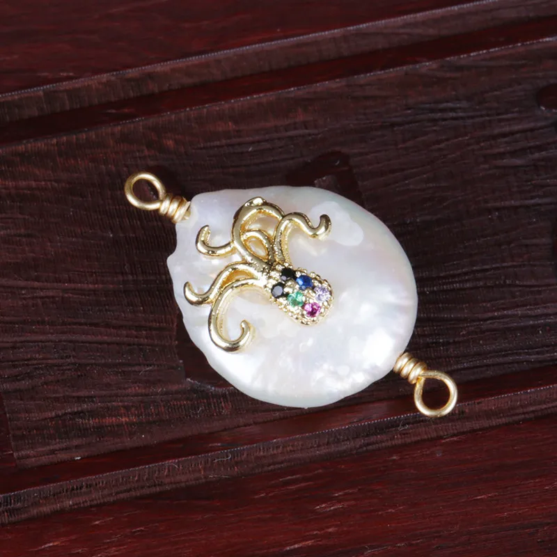 Украшенные фианитами Крошечные золотые осьминоги кальмар морские животные