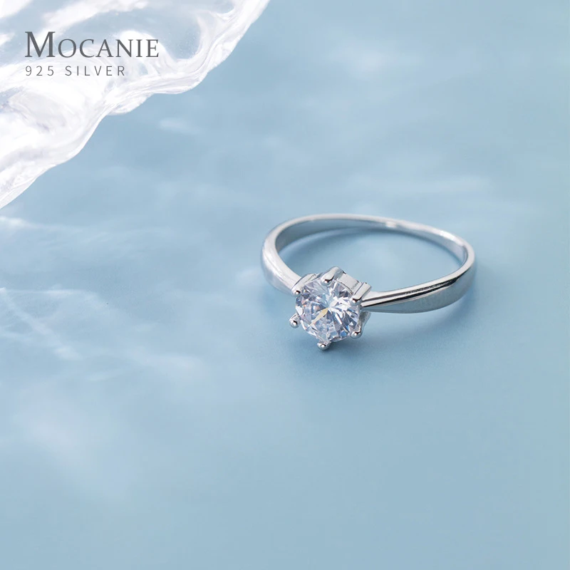 

Mocanie Classic 925 Sterling Silver 3 Size Glittering Zircon Finger Ring for Women Fashion Wedding Party Fine Jewelry 2020 Years