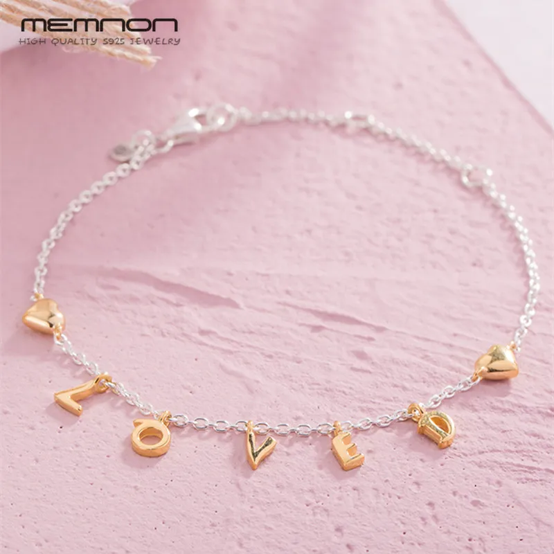 

2019 New Valentine's day Shine Loved Script Bracelets for Women 925 sterling silver Chain silver 925 jewelry bracelet wholesale