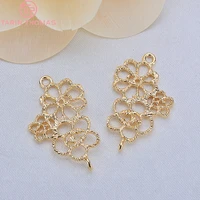 18786pcs 28x17mm 24k gold color brass 2 holes 3 flowers connect charms pendants high quality jewellery accessories